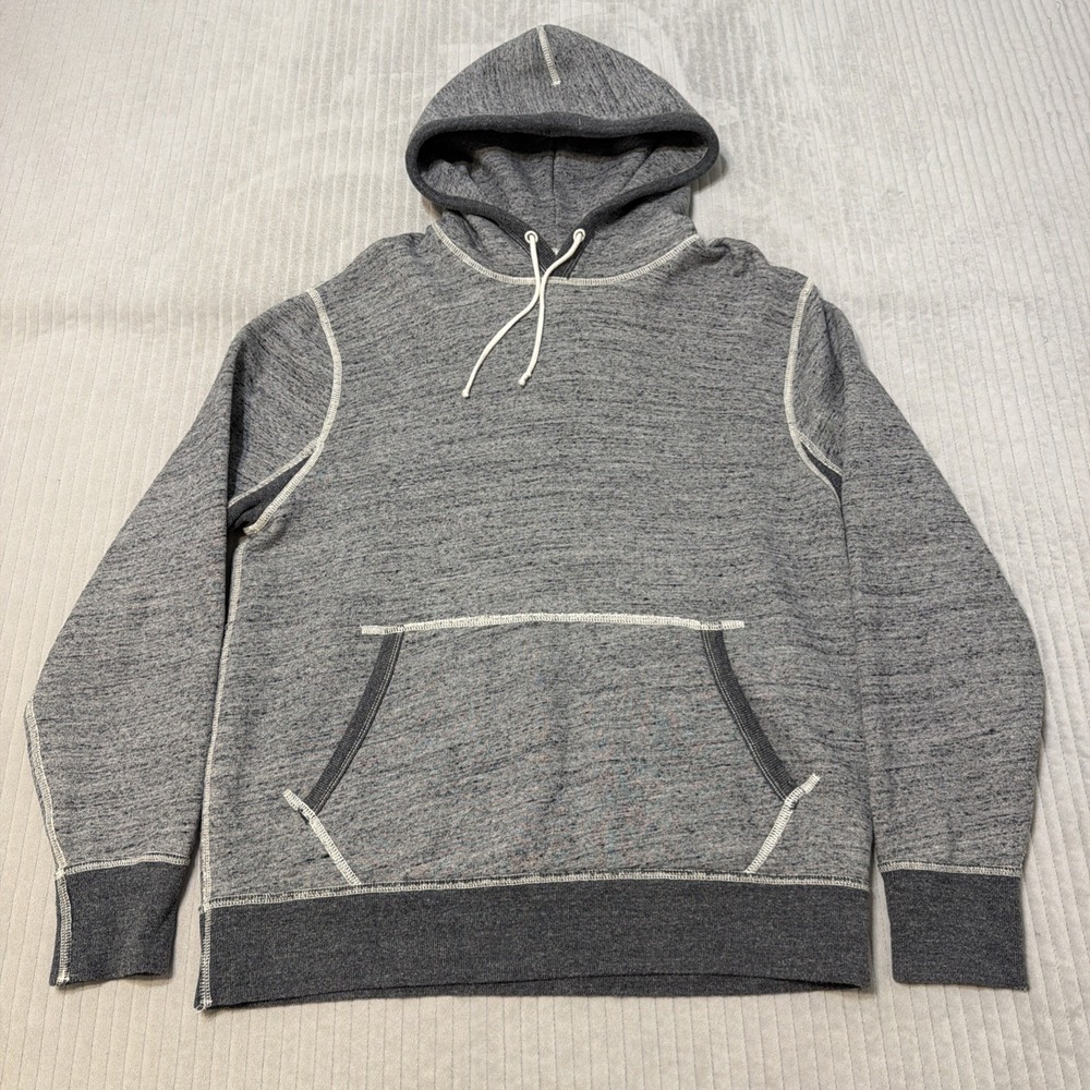 Wallace & Barnes Fleece lined Hoodie Sweatshirt Charcoal Gray L HeavyWeight